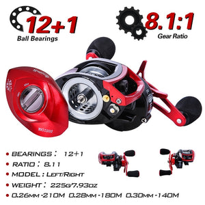 4 sections Carbon Fiber Baitcasting Rod & Reel Combo Set