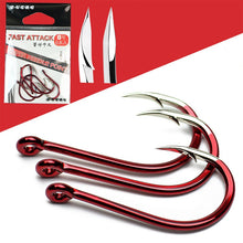 Load image into Gallery viewer, DARK RED Bend Mouth Triangular Fast Attack Fishing Hooks