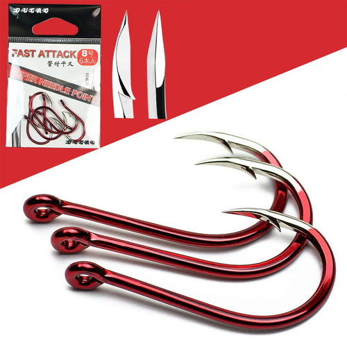 DARK RED Bend Mouth Triangular Fast Attack Fishing Hooks