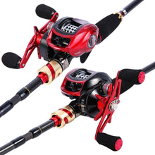 Load image into Gallery viewer, 4 sections Carbon Fiber Baitcasting Rod &amp; Reel Combo Set