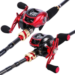 4 sections Carbon Fiber Baitcasting Rod & Reel Combo Set