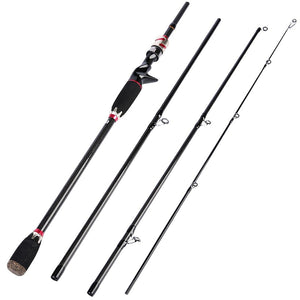 4 sections Carbon Fiber Baitcasting Rod & Reel Combo Set