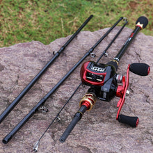 Load image into Gallery viewer, 4 sections Carbon Fiber Baitcasting Rod &amp; Reel Combo Set