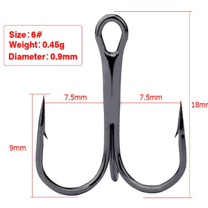 10PCS Fishing Treble Overturned Hooks