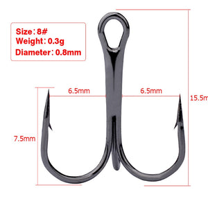 10PCS Fishing Treble Overturned Hooks